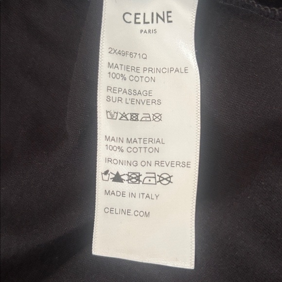 Celine Black Tee with Red Embroidered Logo - Picture 8 of 8
